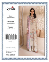 Pink Iznik Dhank 3 Pcs